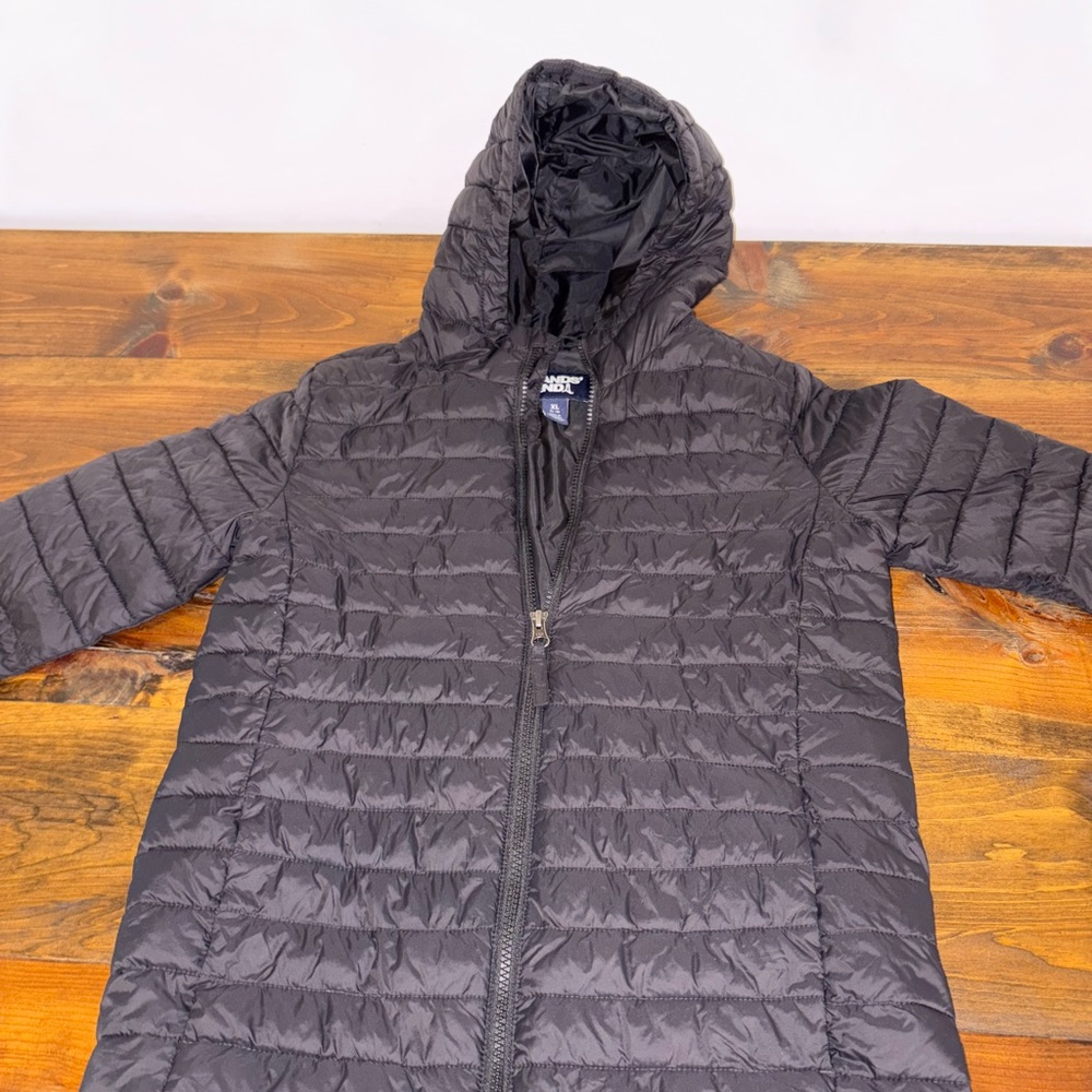Lands' End Charcoal Hooded Puffer Jacket